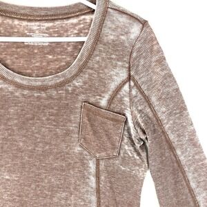 VTG Burnout Waffle Knit Thermal‎ Mineral Wash Bella Swan Top Women L 90s 00s Y2k